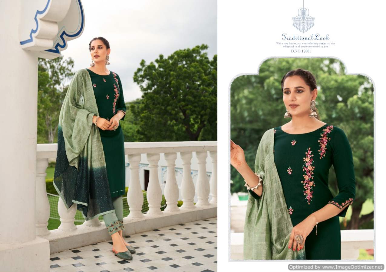 Kivi Rajwadi Festive Wear Designer Kurti With Pant And Dupatta Collection